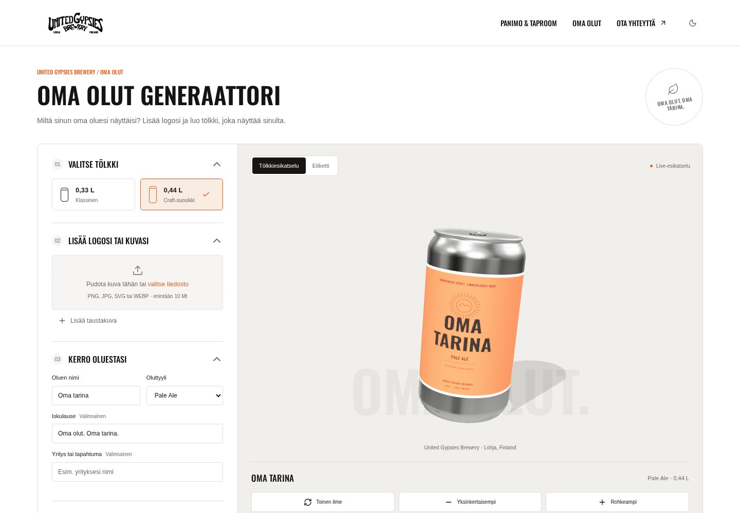 Oma Olut website preview