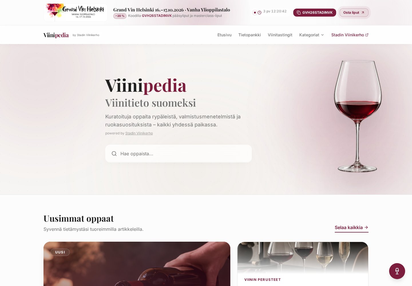 Viinipedia website preview